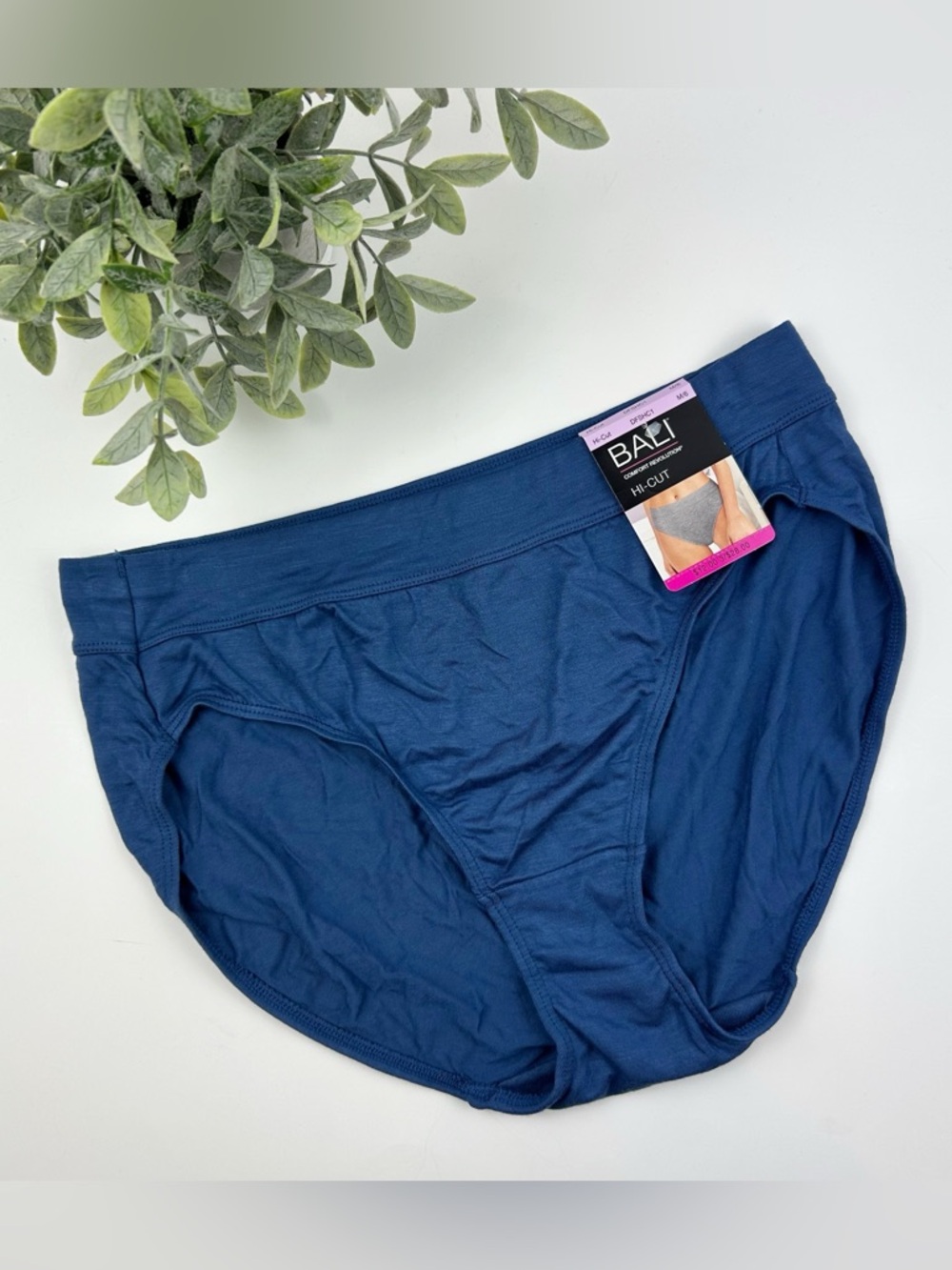 Bali Incredibly Soft Hi Cut Panty Women's Size M/6 Blue Style DFSCH1